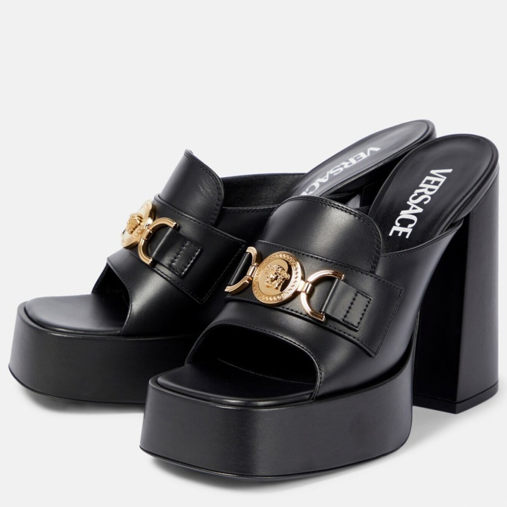 Versace Black Medusa Platform Heels